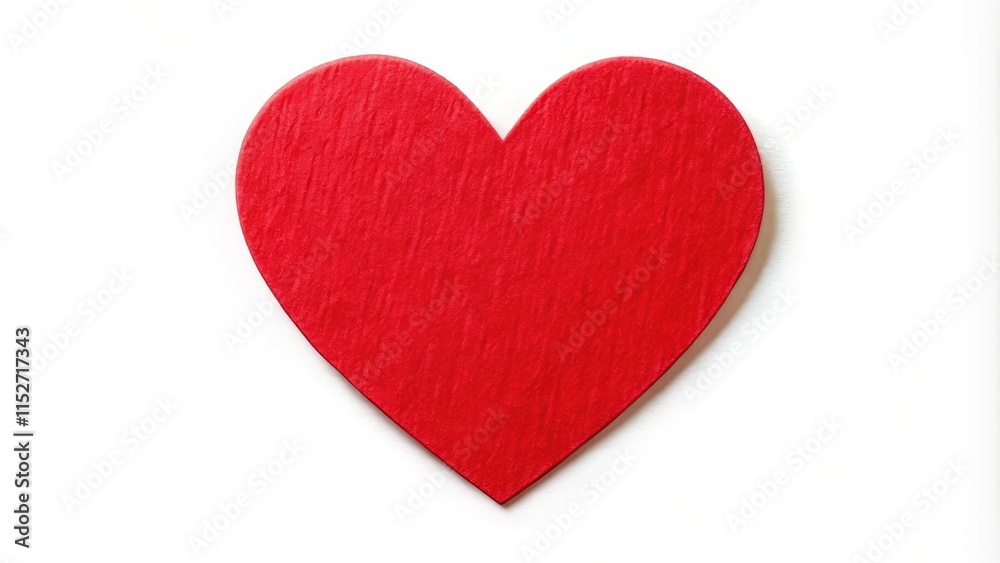 A red heart shape sticker isolated on a white background with subtle texture, featuring a bold and vibrant design element for creative projects, flat lay, decorative element A red heart shape sticker isolated on a white background with subtle texture, featuring a bold and vibrant design element for creative projects, flat lay, decorative element