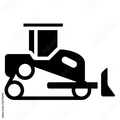 Bulldozer Glyph Icon - Heavy Machinery Glyph Icon
