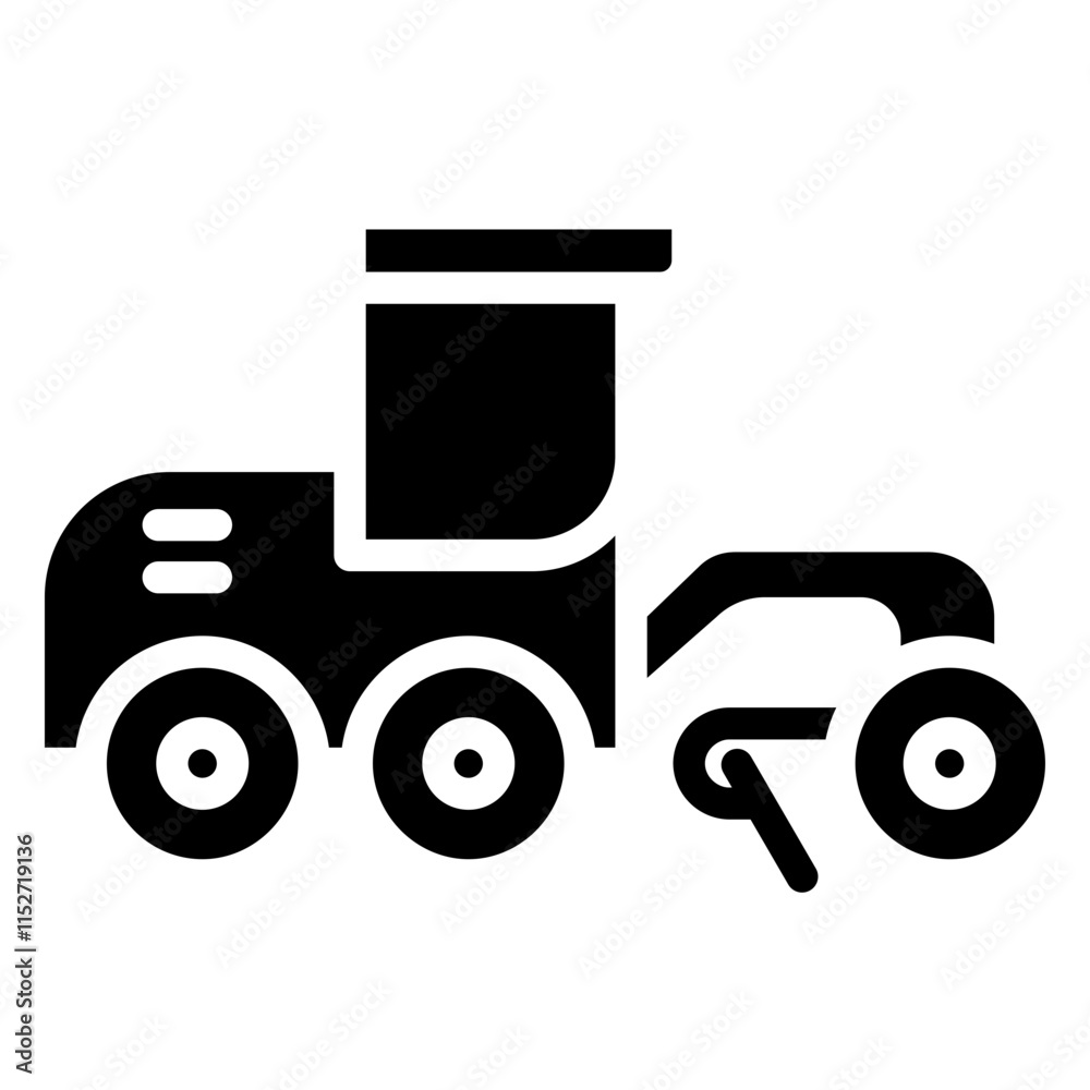 Road Grader Glyph Icon - Heavy Machinery Glyph Icon Road Grader Glyph Icon - Heavy Machinery Glyph Icon