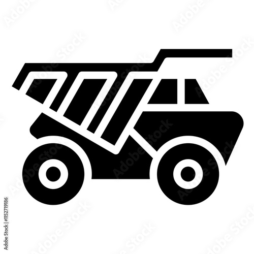 Dump Truck Glyph Icon - Heavy Machinery Glyph Icon