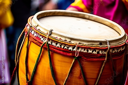 baisakhi dhol a close up shot of the traditional dhol drum durin photo