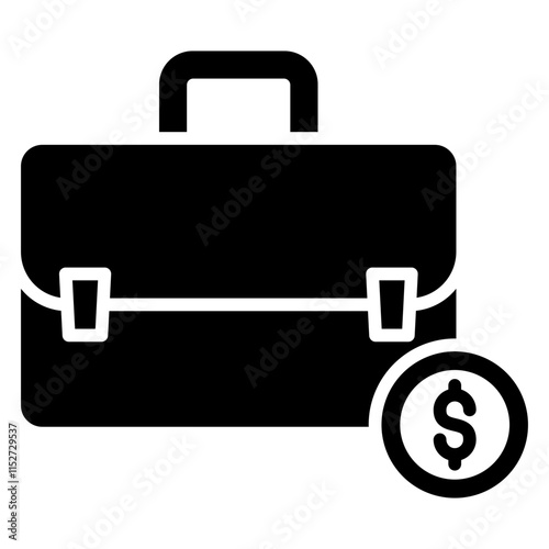 Briefcase Dollar Glyph Icon, Banking and financial Concept