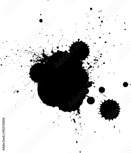 black ink brush painting dropped splash splatter