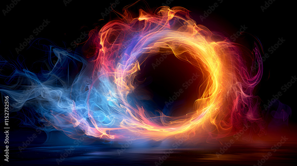 Fototapeta premium Colorful Abstract Swirl of Smoke and Light in a Dark Background