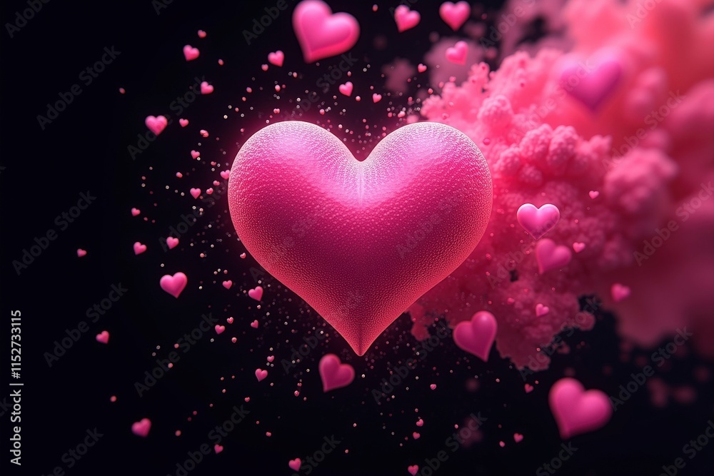 Enchanting Pink Heart Explosion: Perfect for Valentine's Day, Love, and Romantic Celebrations