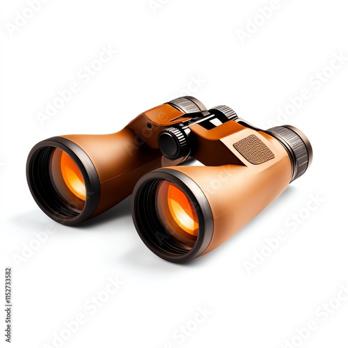 Brown binoculars on a white isolated background. photo