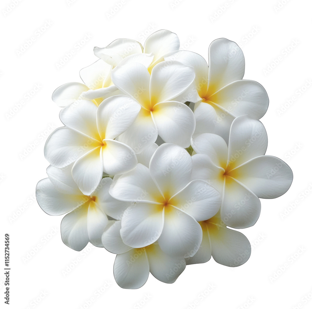 Fototapeta premium High-Quality PNG of Tropical flowers frangipani (plumeria) on transparent png Isolated on White Background – High Resolution