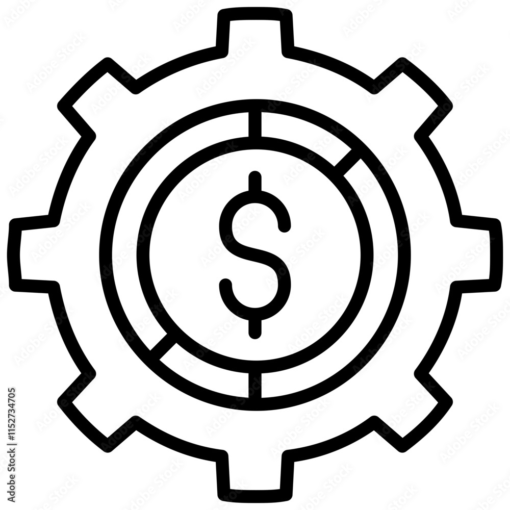 Dollar Gear Outline Icon, Business and Marketing Outline Icon Dollar Gear Outline Icon, Business and Marketing Outline Icon
