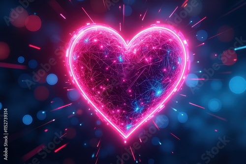 Vibrant Neon Heart Illustration Perfect for Valentine's Day, Love, and Romantic Designs