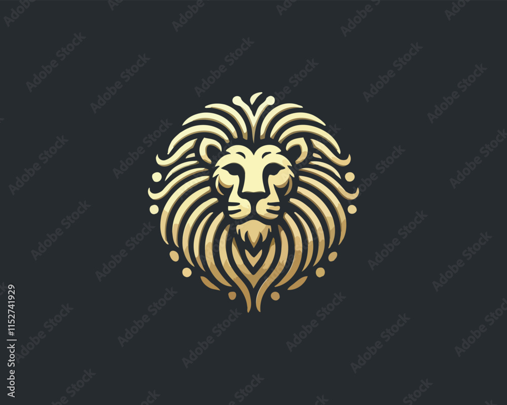 Obraz premium Gold Lion Icon Logo Design Vector Template. Lion Head, Face, Logo illustration.
