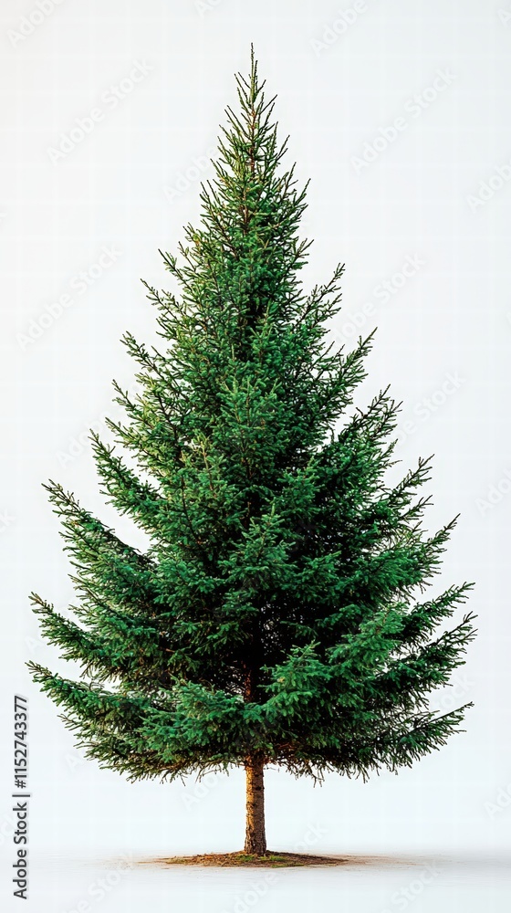 Fototapeta premium Lush green coniferous tree isolated on white