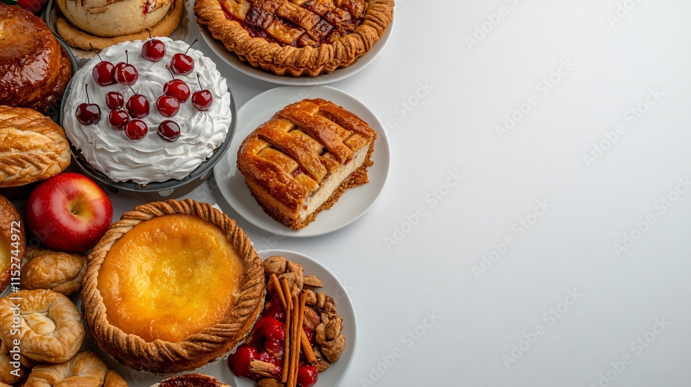 Fototapeta premium Enticing Cheesecake with Cherry Topping on Dessert Table