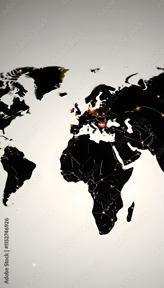Obraz premium Abstract Global Connection: A World Map Datum for Cutting-Edge Business Designs:, Dreamy, with white tones