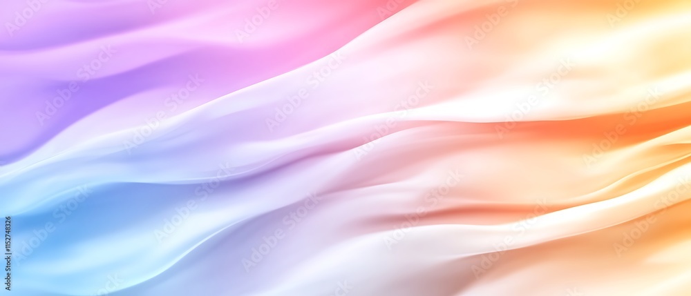 Fototapeta premium Pastel rainbow fabric folds, smooth texture.