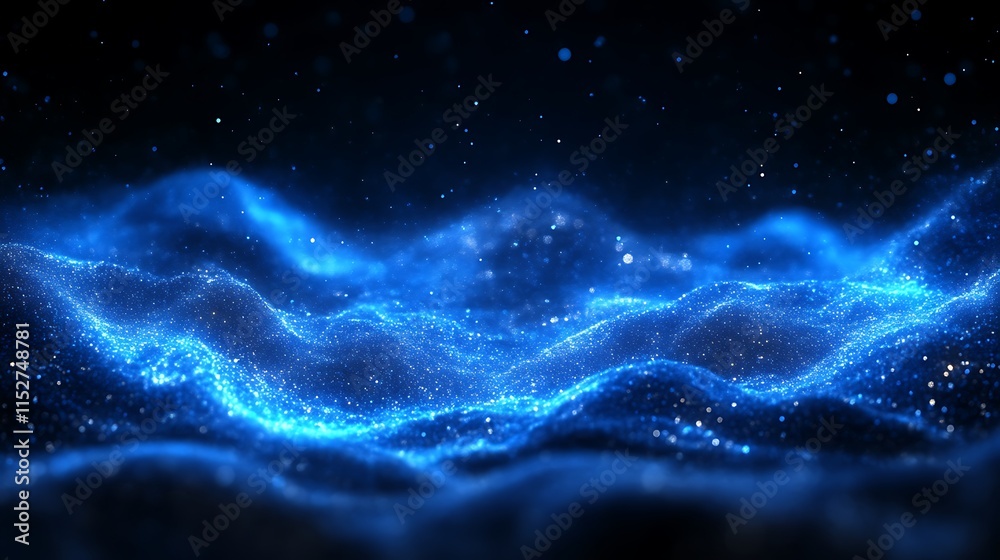 Fototapeta premium Abstract Blue Particle Wave Background Image