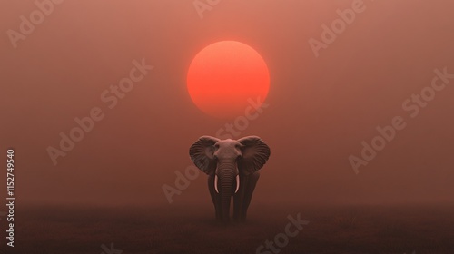 Serene Elephant Silhouette at Dusk photo