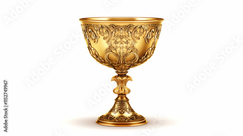 Golden ornate chalice on white background. Chalice. Illustration