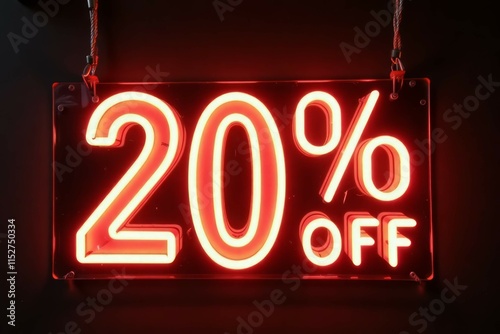 Neon Sign Showing Twenty Percent Off Sale photo