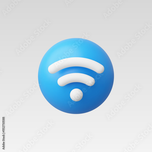 3D Realistic Wireless network icon vector illustration