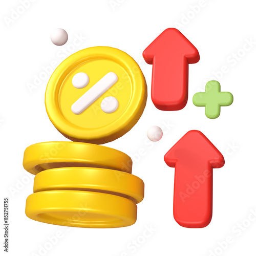 Money inflation, 3d icon rendering photo