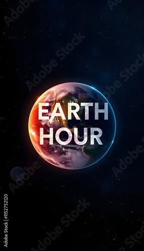 earth hour poster design, realistis , HD, copy Space -, with white tones photo