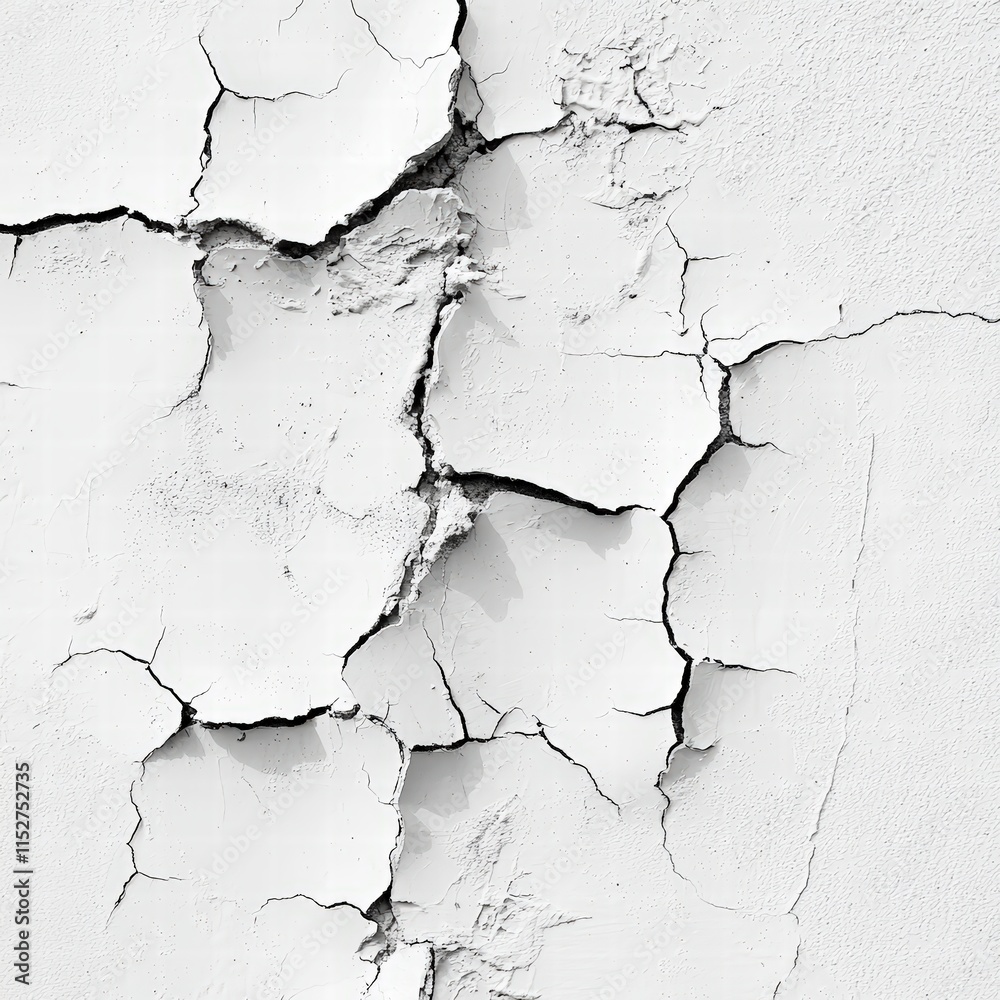Cracked white wall texture with deep fissures. Cracked white wall texture with deep fissures.