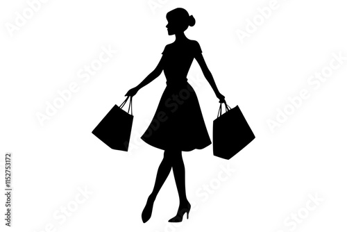 Woman Holding Shopping Bags Silhouette