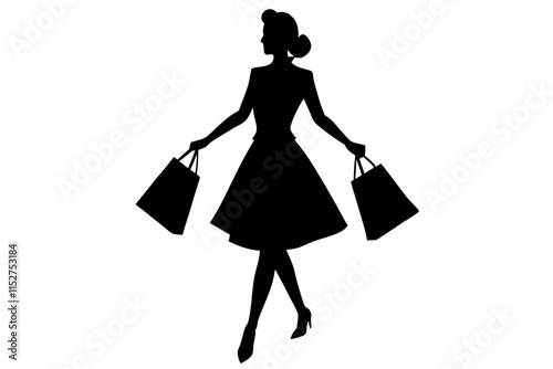 Woman Holding Shopping Bags Silhouette