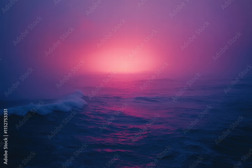 Fototapeta premium Pink Sunset Over Ocean Waves