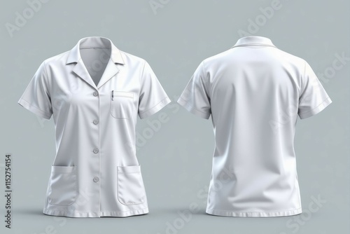 White Short Sleeved Womens Medical Lab Coat photo