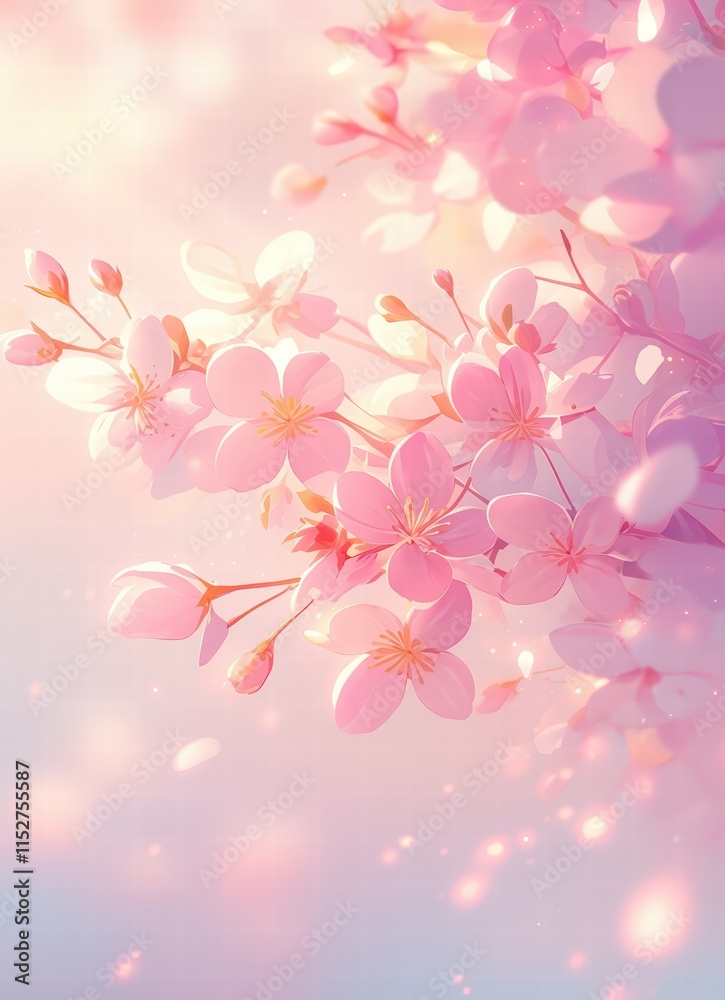 Delicate pink cherry blossoms in soft light Delicate pink cherry blossoms in soft light