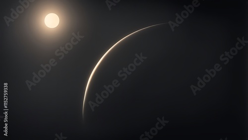 A subtle arc of a planet’s surface lit by a soft crescent of light from the sun.