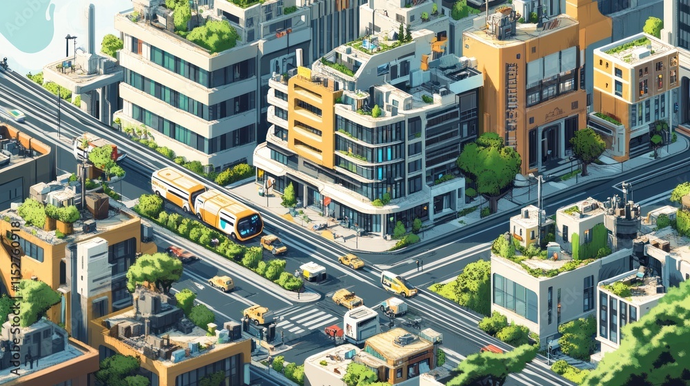 Fototapeta premium Futuristic Cityscape: A Vibrant Metropolis of Tomorrow