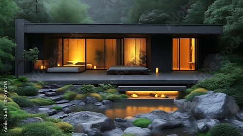 Wallpaper Mural Modern Minimalist House Nestled In Lush Green Forest Torontodigital.ca