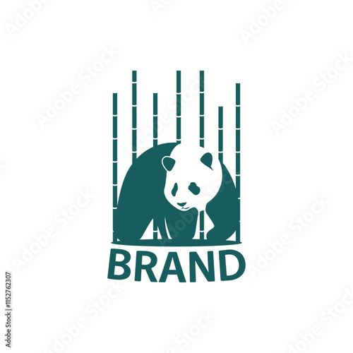 Panda bamboo logo. Simple, modern, unique, character.