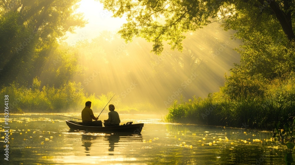 Serene Fishing Trip Under Bright Sunlight