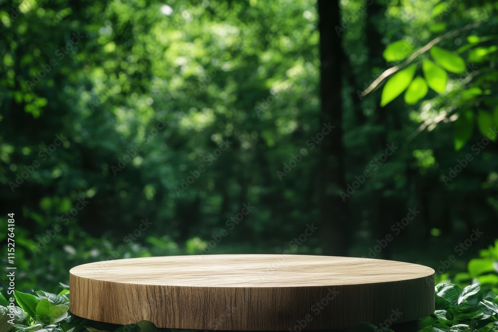 Wooden platform in lush green forest. (3) Wooden platform in lush green forest. (3)