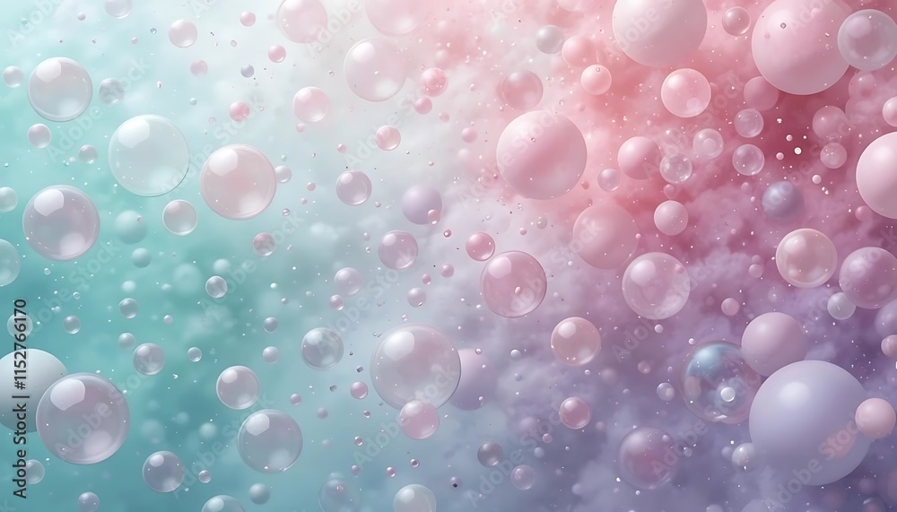 Abstract Pastel Bubbles Floating in Airy Space