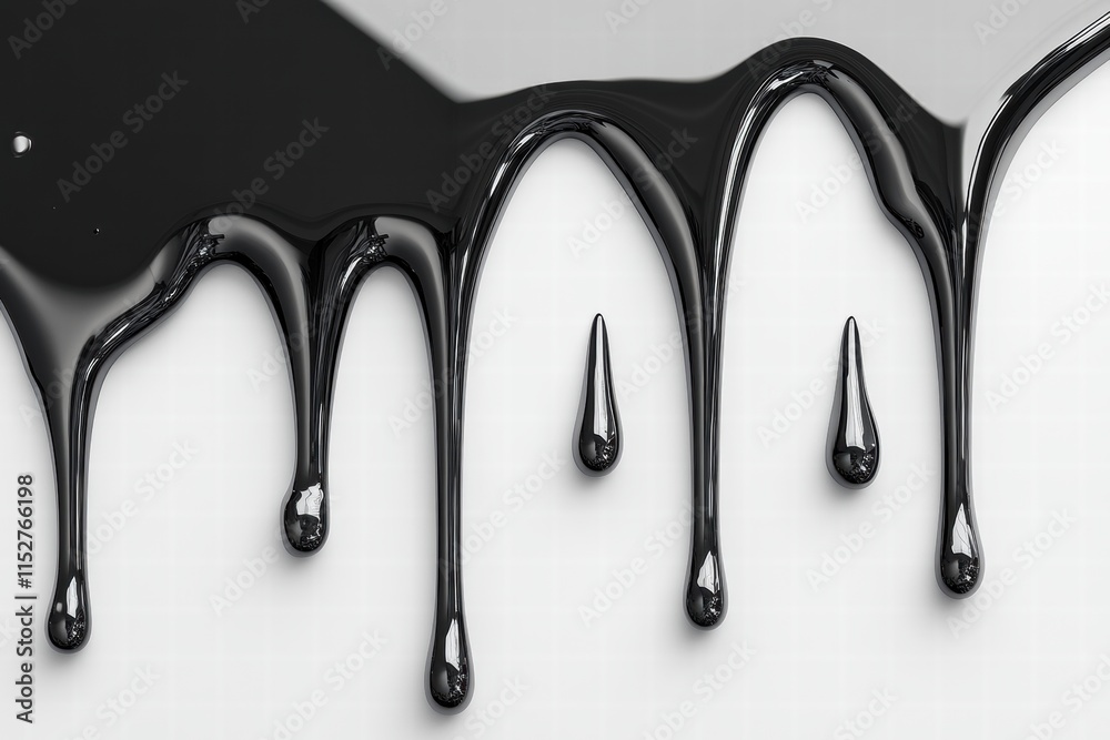 Obraz premium Black Liquid Dripping on White Background