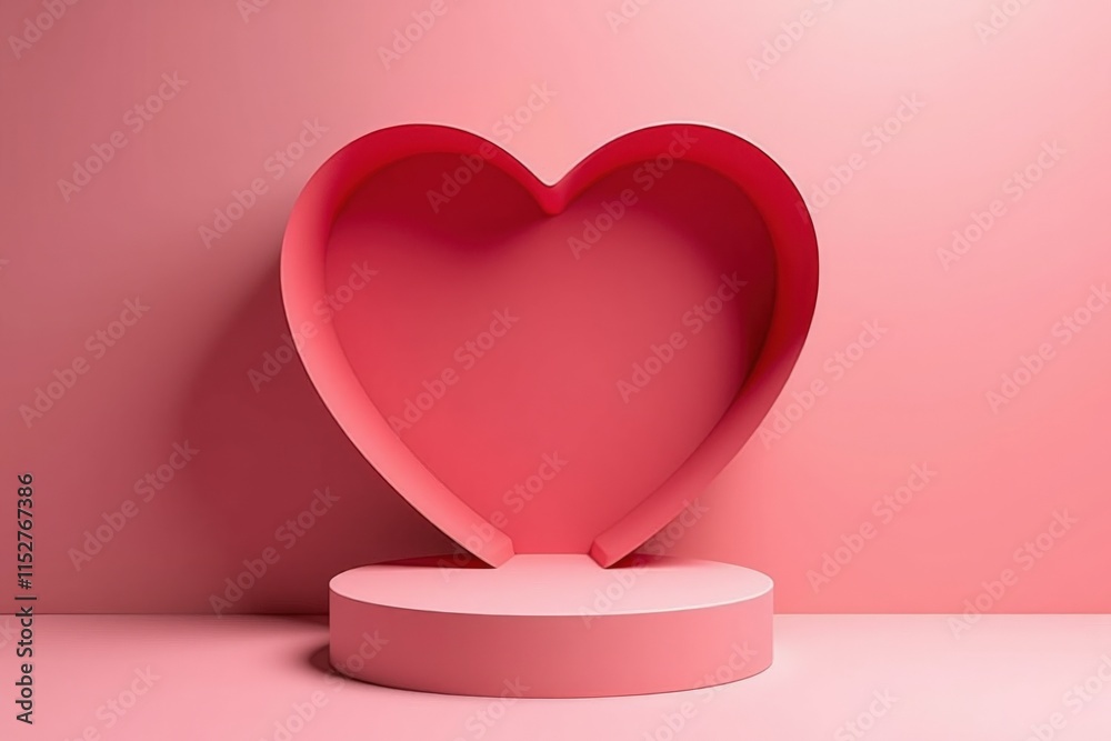 Elegant Pink Heart Decor on Pedestal Perfect for Valentine's Day, Home Decor, or Romantic Gifts Elegant Pink Heart Decor on Pedestal Perfect for Valentine's Day, Home Decor, or Romantic Gifts