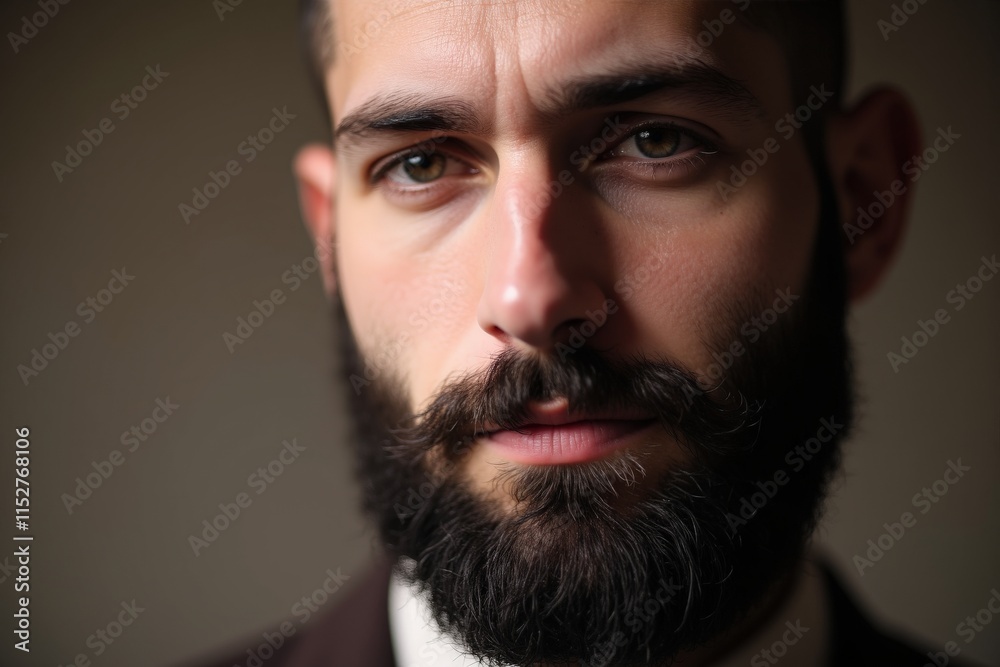 Obraz premium Professional Portrait of a Bearded Man in a Suit, Perfect for Business Profiles, Corporate Websites, and Professional Headshots