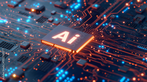 AI Chip Illuminating Complex Technological Design