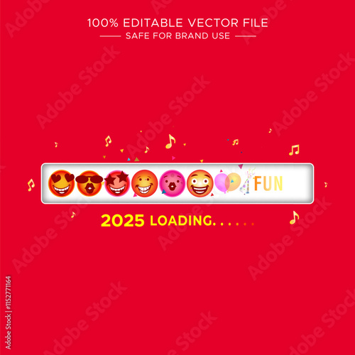 Happy New Year 2025. Welcome party, music notes, fun, countdown, celebration hype mailer post design.