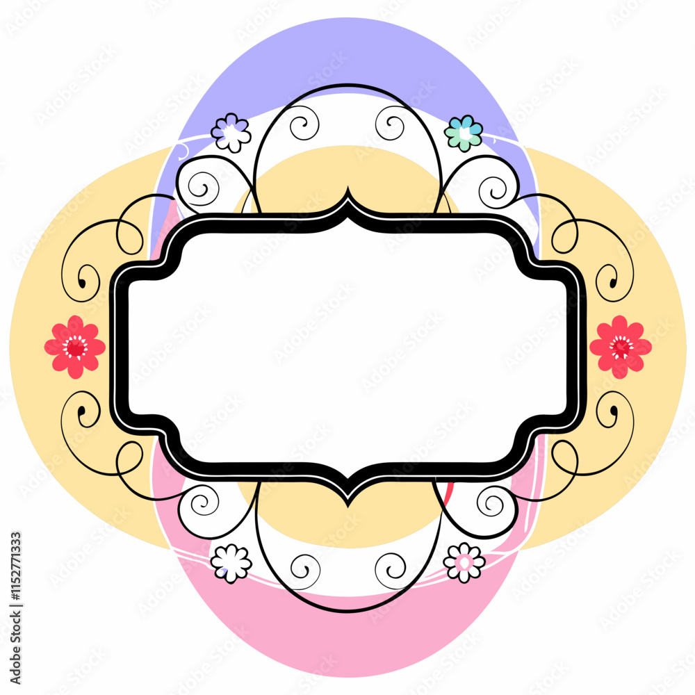Fototapeta premium Colorful decorative frame with empty copy space for text on a soft pastel background 