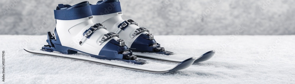 High-Quality Ski Boots and Skis on Snowy Surface Ready for Winter Sports Adventure in a Stylish and Comfortable Design for Thrilling Alpine Experiences High-Quality Ski Boots and Skis on Snowy Surface Ready for Winter Sports Adventure in a Stylish and Comfortable Design for Thrilling Alpine Experiences