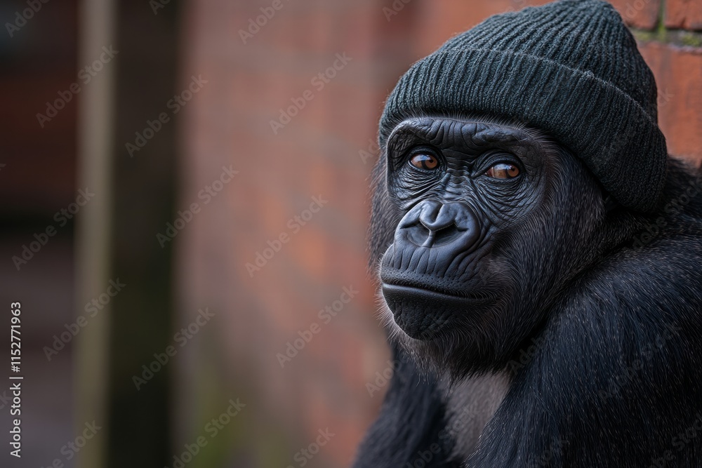 Obraz premium Gorilla in Knit Beanie