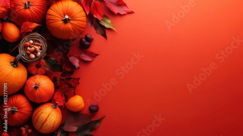 Thanksgiving abstract background. Featuring autumn hues like oranges, reds, and browns. Highlighting gratitude and harvest. Ideal for Thanksgiving promotions photo