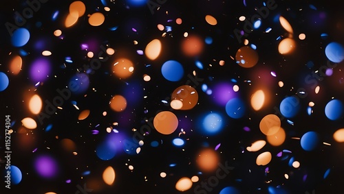 Abstract Bokeh Lights Dance In Dark Night