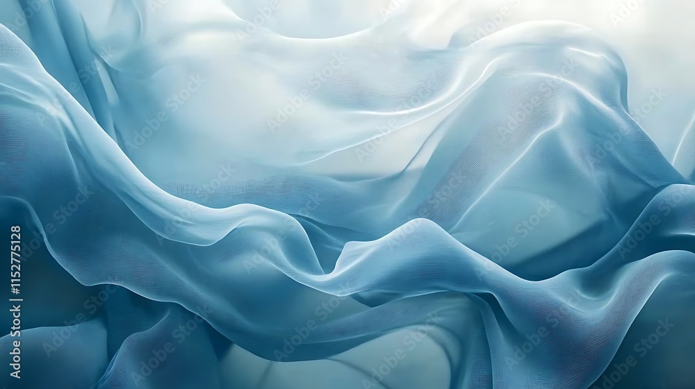 Fototapeta premium Flowing Blue Silk Fabric Photo: Close-Up Texture. AI Generated