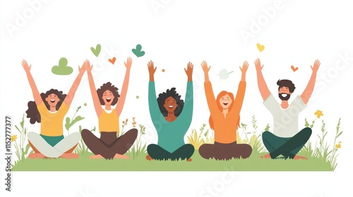 Blissful Laughter Yoga Session Outdoors - Happy Friends Participating in Light-Hearted Activity